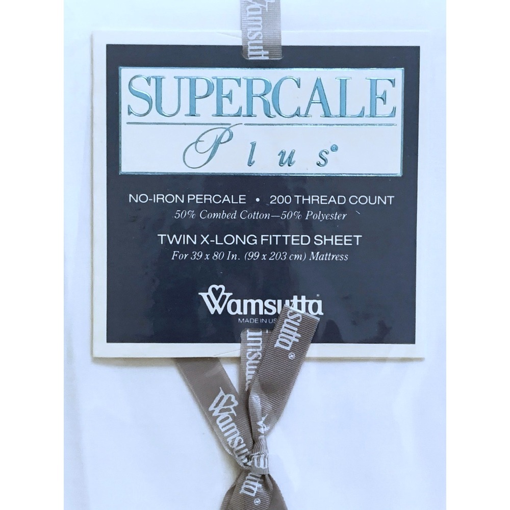 Vtg Wamsutta Supercale Plus Twin X-Long Fitted Sheet White 39x80" Sealed 200TC